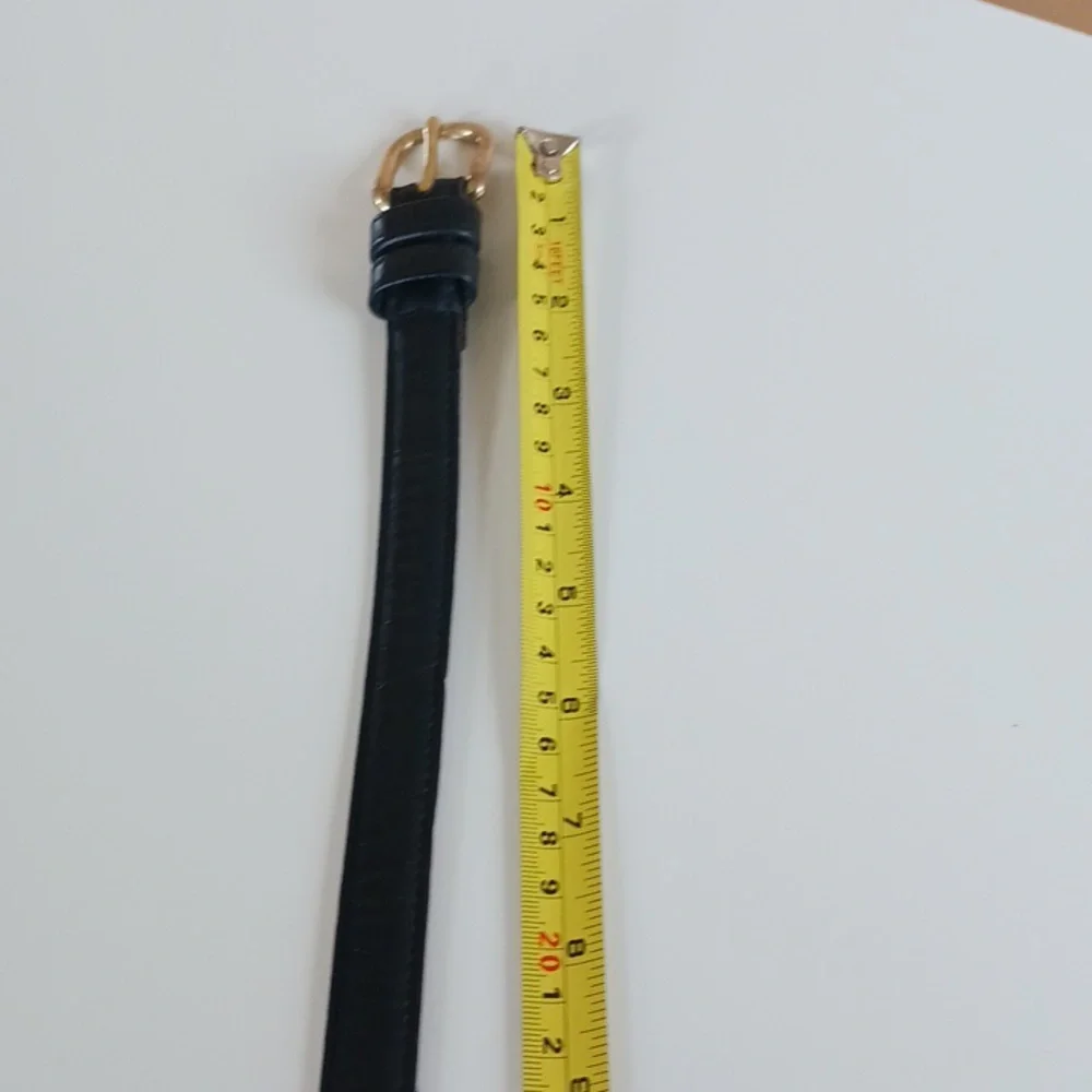 Coach Black and Tan Leather Belt with Gold Buckle - Picture 10 of 12